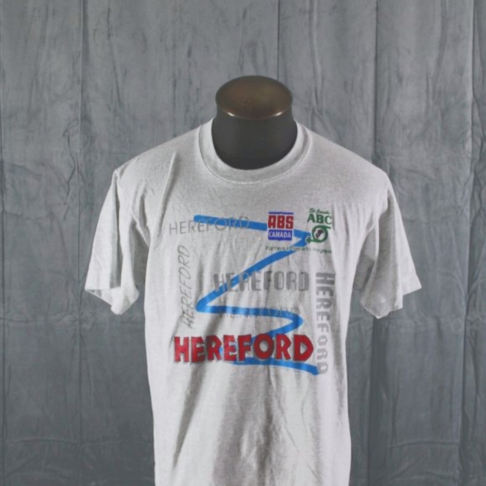 Vintage Graphic T-shirt - ABS Canada Hereford Cows - Men's Large